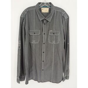 Marc Ecko Cut & Sew Long‎ Sleeve Button Up Shirt Mens XL Black White Checkered